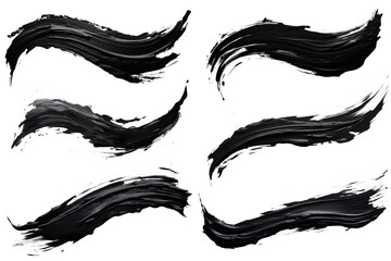 black paint brushstroke set isolated on transparent background - Design element PNG cutout collection