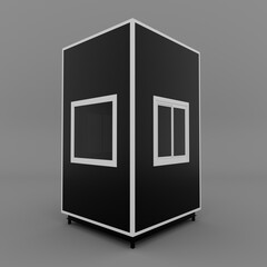 black and white security cabins in gypsum board material 3D model using for parking lots, residential and commercial areas, hotels, construction sites, schools, hospitals and govt offices