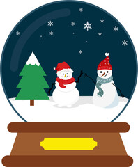 Christmas Snowglobe With Snowman Illustration