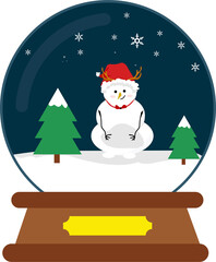 Christmas Snowglobe With Snowman Illustration