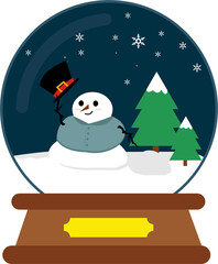 Christmas Snowglobe With Snowman Illustration