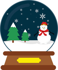 Christmas Snowglobe With Snowman Illustration