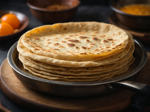 Chapati / Tava Roti also known as Indian bread or Fulka/phulka. Main ingredient of lunch/dinner in India/Pakistan