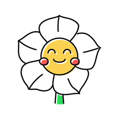 flower smile character color icon vector. flower smile character sign. isolated symbol illustration