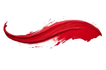 Fotobehang red paint brushstroke isolated on transparent background - Design element PNG cutout © sam