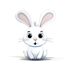 funny simple illustration of rabbit character isolated on white background