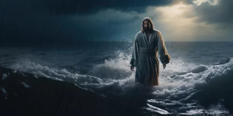 Fotobehang jesus walking on water  © Sim