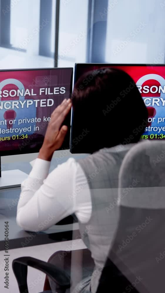 Poster protecting lady's data: a cyber security hack attack