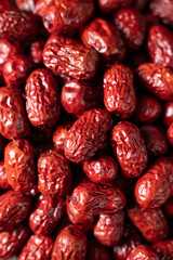 close up of jujube,dried red dates background.