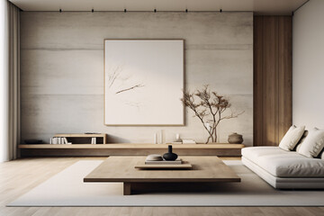Modern Minimalist Living Room with Comfortable Couch and Stylish Table