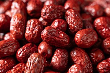 close up of jujube,dried red dates background.