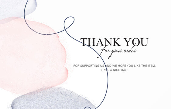 thank you card template, with abstract watercolor stample and glitter
