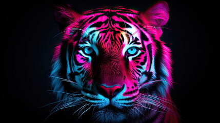 Beautiful Illustration of Tiger Face on Black background