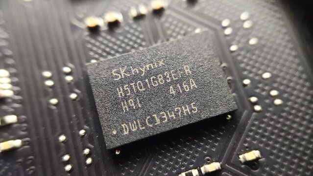 8 December 2023 Surabaya indonesia Hynix chip on RAM computer laptop notebook for photo stock