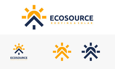 eco source logo illustration design. combination of roofing and solar symbol. simple logo environmentally friendly source