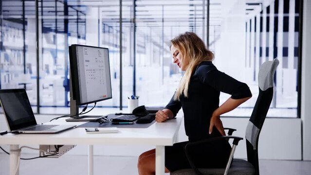 Back Pain Bad Posture Woman Sitting