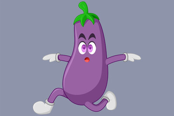 Cute Eggplant Character Design Illustration