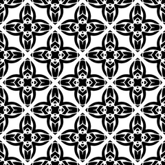 Wallpaper with Seamless repeating pattern.  Black and white pattern . Abstract background. Monochrome texture  for web page, textures, card, poster, fabric, textile.
