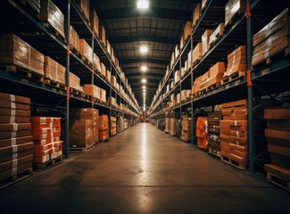 Fototapeta premium a warehouse full of boxes