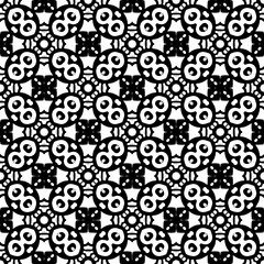 Wallpaper with Seamless repeating pattern.  Black and white pattern . Abstract background. Monochrome texture  for web page, textures, card, poster, fabric, textile.