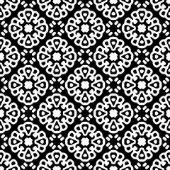 Wallpaper with Seamless repeating pattern.  Black and white pattern . Abstract background. Monochrome texture  for web page, textures, card, poster, fabric, textile.