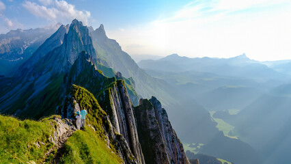 Schaeffler Mountain Ridge Swiss Alpstein Appenzell Switzerland, a ridge of the majestic Schaeffler...