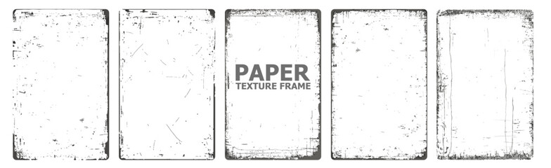 Set of Grunge Paper Texture Frames for Backgrounds and Scrapbooking Design Elements. Vintage grunge paper texture. Old worn overlay distressed background. Vector illustration - obrazy, fototapety, plakaty