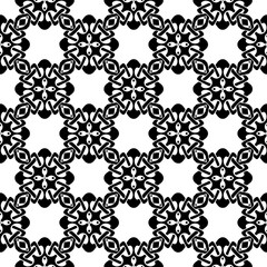 Wallpaper with Seamless repeating pattern.  Black and white pattern . Abstract background. Monochrome texture  for web page, textures, card, poster, fabric, textile.