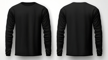 Blank black shirt mock up template, front and back view, isolated on white, plain t-shirt mockup. Tee sweater sweatshirt design presentation for print. Generative Ai - obrazy, fototapety, plakaty