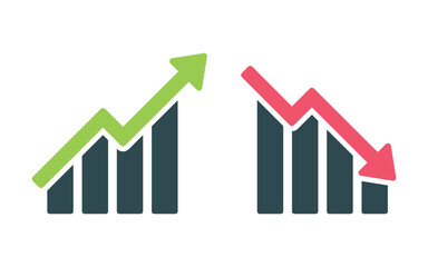 finance diagram graphic charts icon set, financial growth and decline