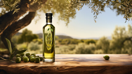 Olive oil outdoors with trees