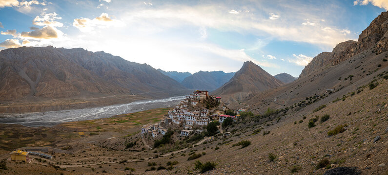 views of kee monastery in spiti valley, india