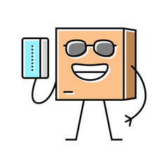 credit card cardboard box character color icon vector. credit card cardboard box character sign. isolated symbol illustration