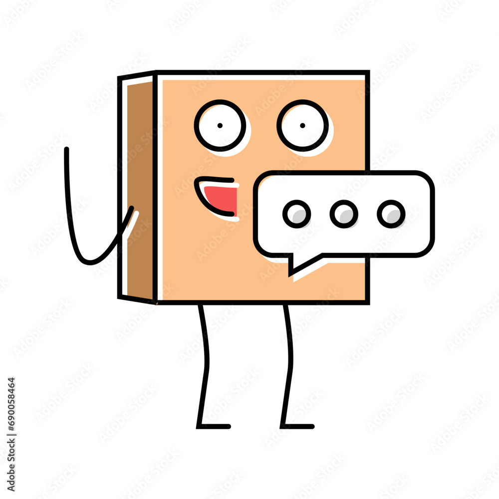 Poster speak cardboard box character color icon vector. speak cardboard box character sign. isolated symbol