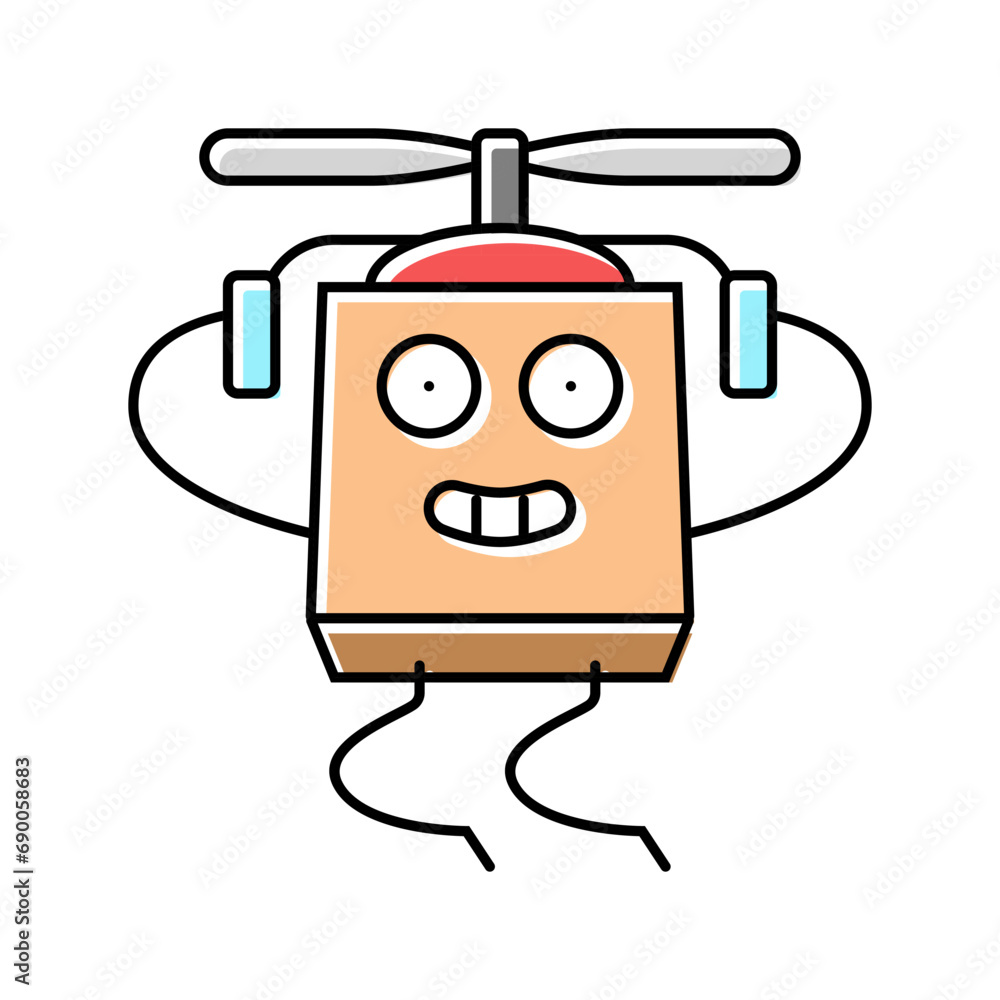 Aufkleber drone cardboard box character color icon vector. drone cardboard box character sign. isolated symbol