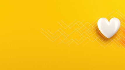 Yellow heart on electrocardiogram ECG with yellow heart, heart wave, heart attack, cardiogram report.