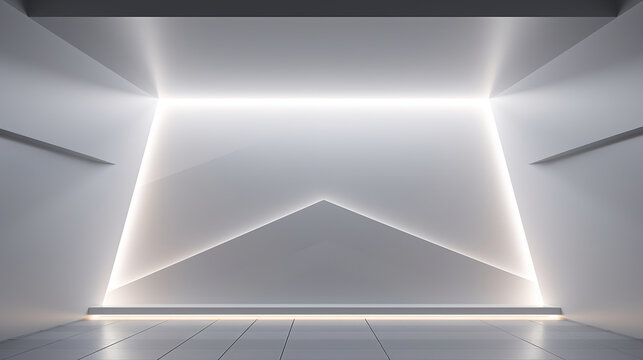Minimalist mockup with elegant presentation, white panels, hidden lighting and shadow details