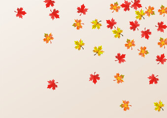 Colorful Foliage Background Beige Vector. Leaves Celebrate Frame. Golden Abstract Plant. Wallpaper Leaf Texture.