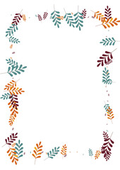 Brown Plant Background White Vector. Leaves Decor Frame. Yellow Foliage. Gold Leaf Material. Floral Set.