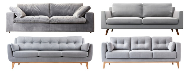 Four modern sofas on Transparent background PNG