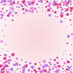 Red Heart Background Pink Vector. Valentine Frame Confetti. Purple Rain Backdrop. Fond Confetti Birthday Texture. Tender Cut Illustration.