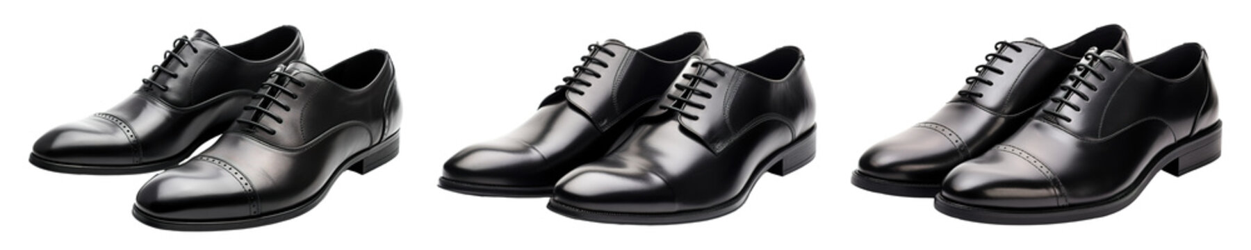 Black leather shoes on a Transparent background