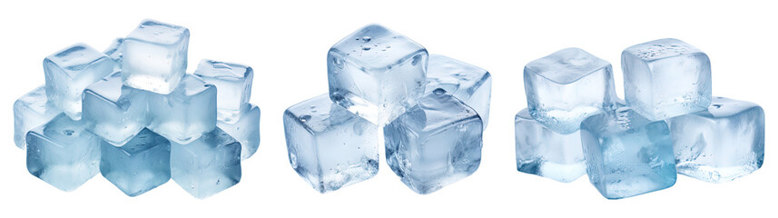ice cubes isolated on transparent background, PNG