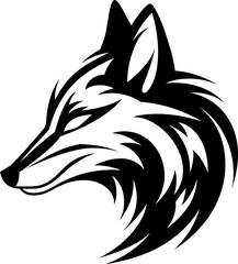 Fox silhouette icon in black color. Vector template for laser cutting wall art.