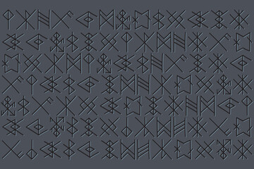 illustration line of the Rune character pattern on dark grey background.