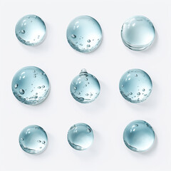 Collection of Isolated Water Droplets on a Transparent or White Backdrop in PNG Format. Generative AI