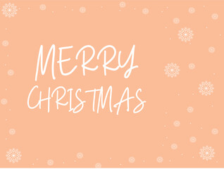 Merry Christmas Greeting Card on Peach Fuzz background. Perfect for holiday and Christmas designs, cards, logo, decorations