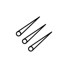 Meteor shower vector icon. Meteor shower meteorite shooting comet in black and white color.