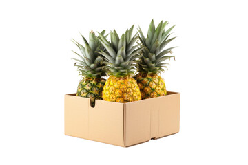 Exotic Bounty: Nature's Bounty Packed in a Pineapple Crate isolated on transparent background