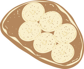Chocolate banana toast sandwich illustration